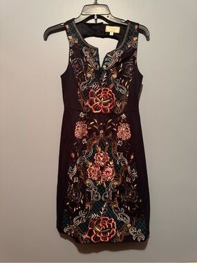 Moulinette Soeurs Black Sleeveless Embroidered Floral Mini Dress